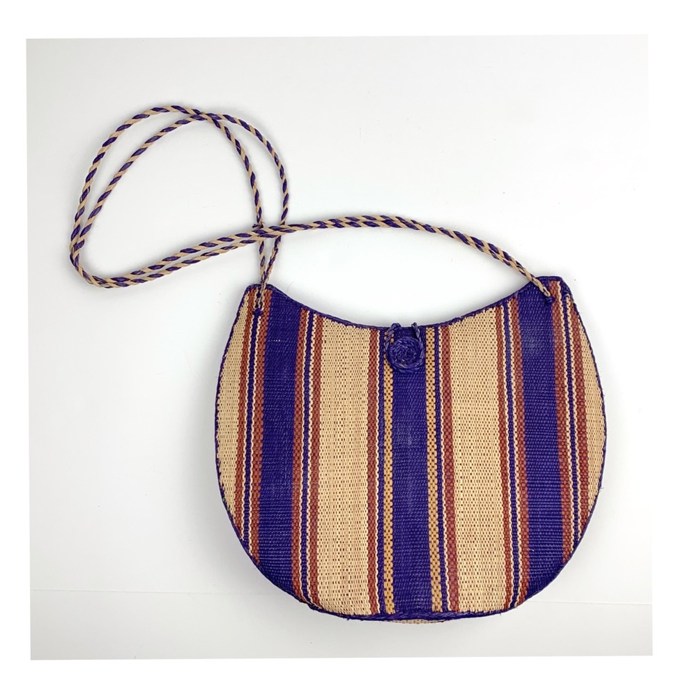 Vintage Striped Wicker Bag - Picture 1 of 5
